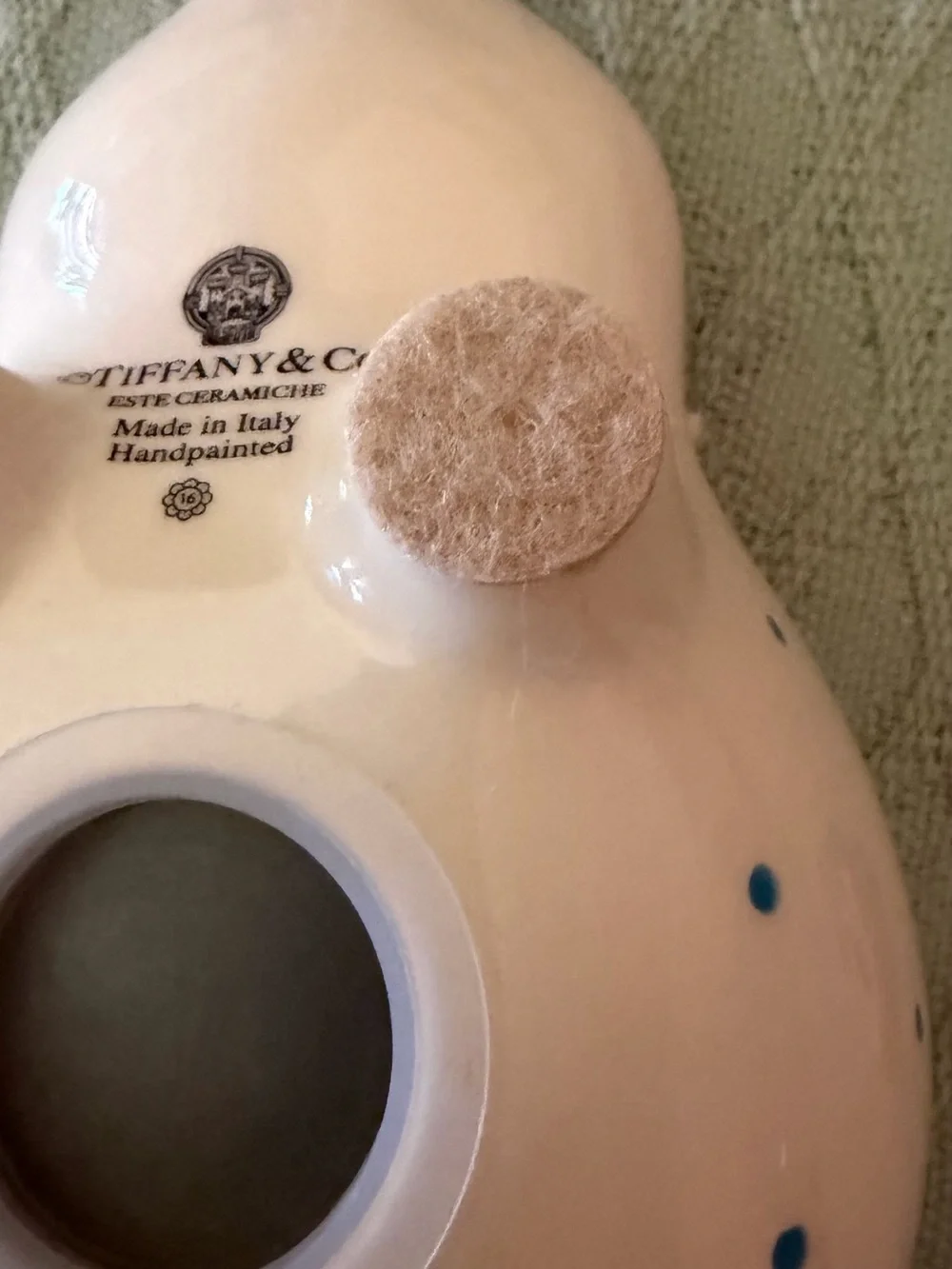 Tiffany & CO Authentic Ceramic Piggy Bank with light blue dots Great condition! - Picture 6 of 11